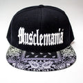 Musclemania® Cap - Bandana Bill, Black Panels, White Gangsta Style Script