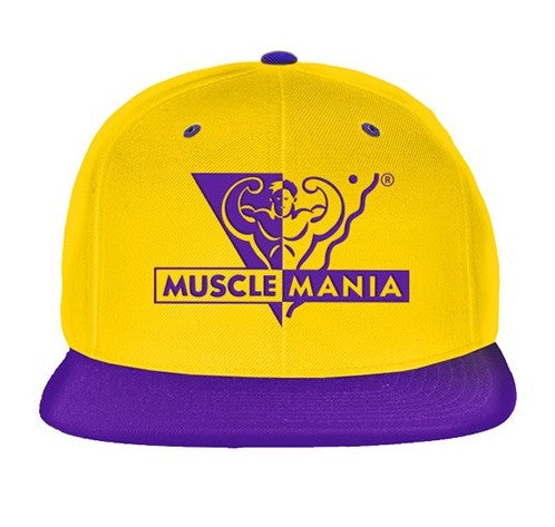 Musclemania® Cap - Purple Bill, Yellow Panels, Purple Logo
